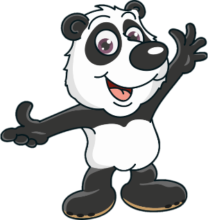 Karikatuur panda met uitgespreide armen