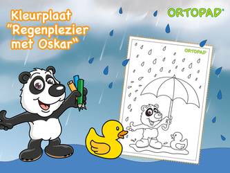 Kleurplaat "Regenplezier met Oskar"